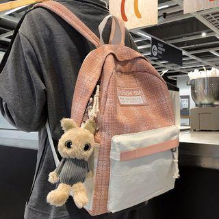 Cartoon Charm Plaid Canvas Backpack