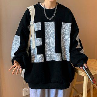 Paisley Print Lettering Sweatshirt