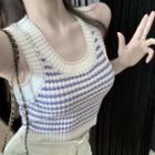Jacquard Knit Tank Top As Shown In Figure - One Size