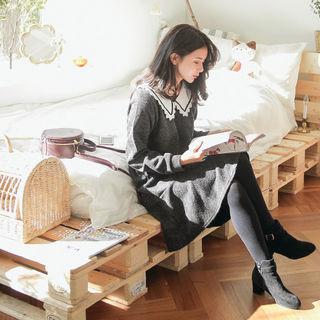 Sailor-collar Flounced Pullover Dress