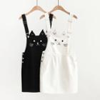Cat Embroidery Overall Dress