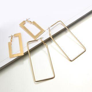 Alloy Rectangular Hoop Earring Gold - One Size