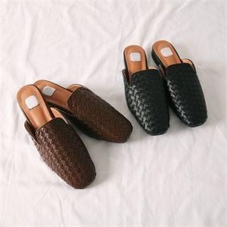 Woven Pleather Mules