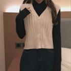 Chunky Knit Button-up Sweater Vest