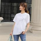 Crew-neck Printed Linen Blend T-shirt