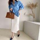 Puff-shoulder Color Shirt