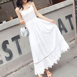 Strappy Lace Panel Maxi Dress