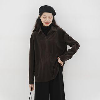 Fake Two Piece Patchwork Corduroy Long-sleeved Shirt