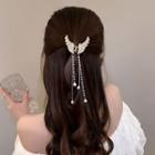 Faux Pearl Wings Fringed Hair Claw Gold - One Size