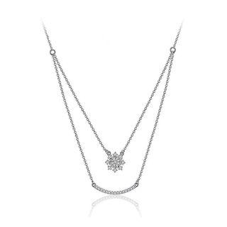 Simple 925 Sterling Silver Snowflakes Necklace With White Austrian Element Crystal