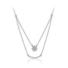 Simple 925 Sterling Silver Snowflakes Necklace With White Austrian Element Crystal