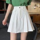 High-waist Plain Accordion Pleat Mini Skirt