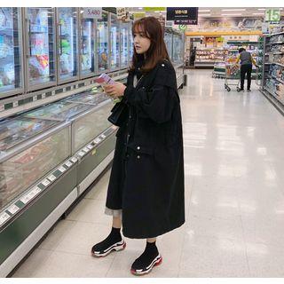 Epaulet Stand-collar Long Parka