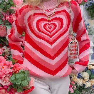 Mock-neck Heart Sweater
