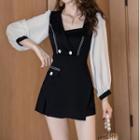 Long-sleeve Irregular A-line Mini Dress