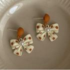Polka Dot Bow Faux Pearl Alloy Dangle Earring 1 Pair - Tangerine - One Size