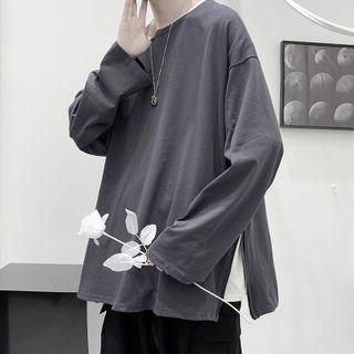 Long-sleeve Side Zip Oversized T-shirt