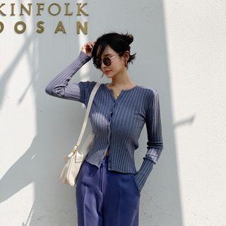 Cropped Slim Rib-knit Cardigan