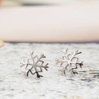 Snowflake Ear Stud 1 Pair - Silver - One Size