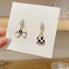 Asymmetrical Checkerboard Bow Drop Earring 1 Pair - Gold - One Size