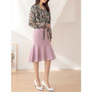 Plus Size Zip-back Midi Mermaid Skirt
