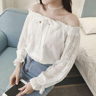 Lace Off Shoulder Long Sleeve Top