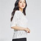 Drop-shoulder Summer Cable-knit Top White - One Size