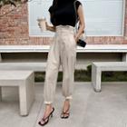 Frilled-waist Pintuck Loose-fit Pants