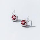 Lemon Rhinestone Sterling Silver Earring 1 Pair - Silver & Red - One Size