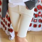 Fray-hem Skinny Shorts