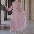 Long-sleeve Frog Buttoned Qipao Dress