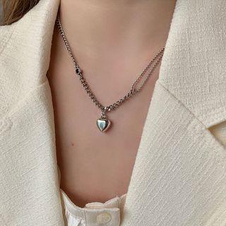 Heart Pendant Sterling Silver Necklace Xl1341 - 1pc - Silver - One Size