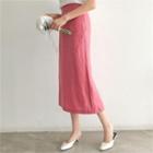 Slit-back Linen Long Skirt