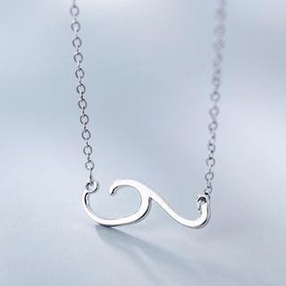 925 Sterling Silver Wavy Pendant Necklace S925 Sterling Silver Pendant Necklace - One Size