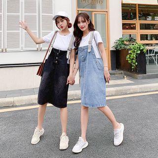 Set: Denim Jump Dress + Short-sleeve T-shirt