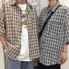 Couple Matching Plaid Loose-fit Short-sleeve Shirt