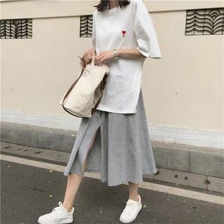Elbow Sleeve Long T-shirt / Plain Culottes