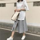 Elbow Sleeve Long T-shirt / Plain Culottes