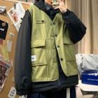 Inset Vest Color-block Cargo Jacket