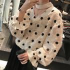 Bell-sleeve Dotted Lace Top