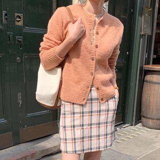Plain Knit Cardigan Sweater - One Size