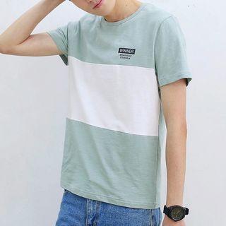 Contrast Color Lettering Short-sleeve T-shirt