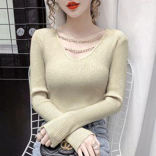 Chain Long-sleeve Knit Top