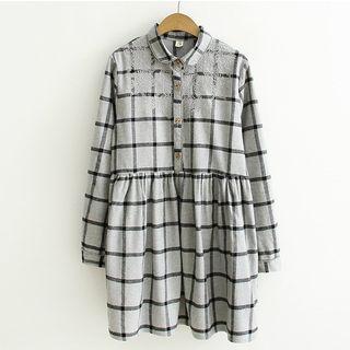 Embroidered Check Shirtdress