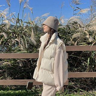 High-neck Drawstring-hem Puffer Vest