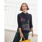 Mock-neck Embroidery Cardigan