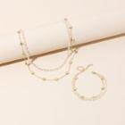 Faux Pearl Layered Necklace / Bracelet / Set
