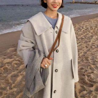Single Breasted Woolen Coat As Shown In Figure - One Size