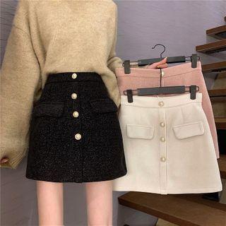 High-waist Buttoned Pocket Mini Skirt