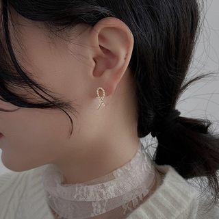 Rhinestone Stud Earring 1 Pair - Rhinestone - Silver - One Size